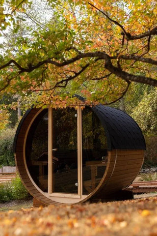 8 FT Thermowood Scenic View Barrel Sauna - 6 Person...