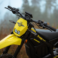 FreeGo Nova 5 Mid-Drive Off-Road Electric Dirt Bike yellow front headlight detail