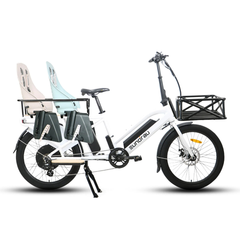 Eunorau MAX-CARGO 2.0 equipped with child seats and front basket