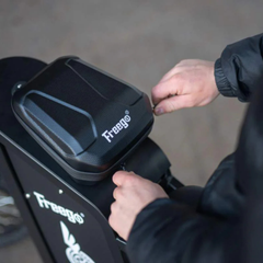 FreeGo X3 Pro All-Terrain Electric Dirt Bike front utility bag detail
