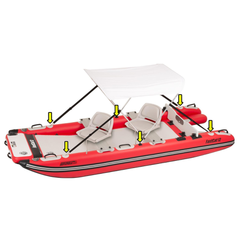 Sea Eagle FastCat12 Catamaran – Deluxe Package angled view showing seats, frame, and deck layout