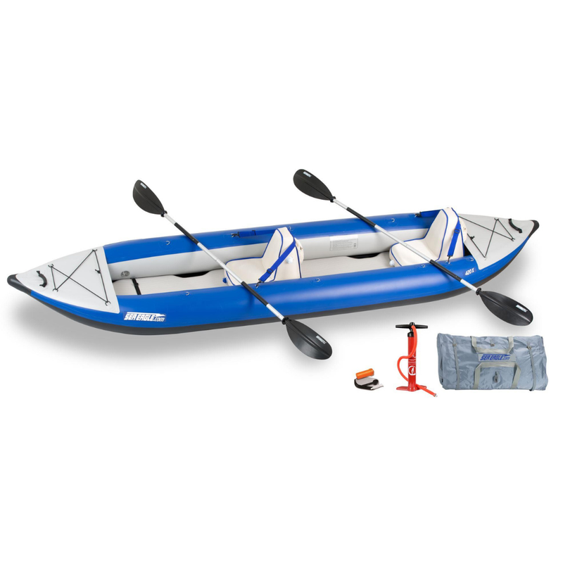 Sea Eagle 420x Explorer – Deluxe Package with paddles, pump, carry bag, and included accessories