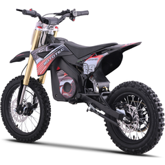 MotoTec 48V Pro 1800W Electric Dirt Bike rear three-quarter view in Red