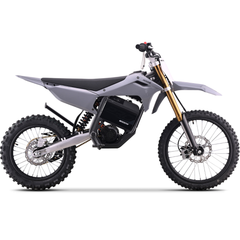 MotoTec 72V 8000W Pro Electric Dirt Bike 19/16 side view in Grey