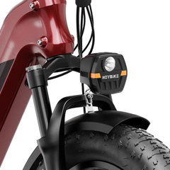 Heybike Ranger 3.0 Pro front headlight and suspension fork