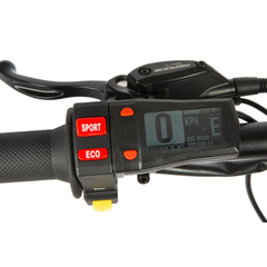 Eunorau R1 handlebar controls and digital display close-up
