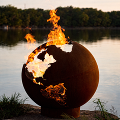 Fire Pit Art Third Rock 36" Globe Outdoor Fire Pit – Sculptural Carbon Steel | Made in USA