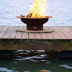 Fire Pit Art Saturn 41" Round Outdoor Fire Pit – Handcrafted Carbon Steel | Bowl & Ring | Made in USA
