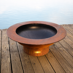 Fire Pit Art Saturn 41" Round Outdoor Fire Pit – Handcrafted Carbon Steel | Bowl & Ring | Made in USA