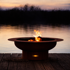 Fire Pit Art Saturn 41" Round Outdoor Fire Pit – Handcrafted Carbon Steel | Bowl & Ring | Made in USA