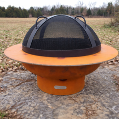 Fire Pit Art Saturn 41" Round Outdoor Fire Pit with Lid – Carbon Steel | Fire Table | Made in USA