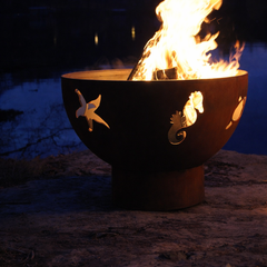 Fire Pit Art Sea Creatures 36" Outdoor Fire Pit – Handcrafted Carbon Steel | Coastal Design | Made in USA