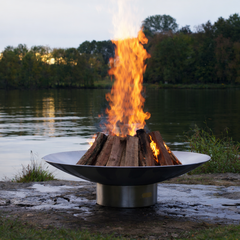 Fire Pit Art Bella Vita 34" Outdoor Fire Pit – 304 Stainless Steel | Low-Profile | Made in USA