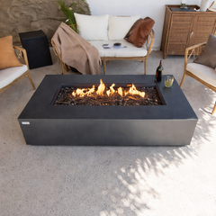 Elementi Plus Positano 60" Rectangular Concrete Fire Pit Table | 60K BTU | Gas or Propane