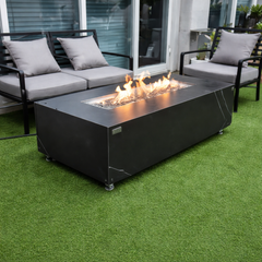 Elementi Plus Varna 60" Marble Porcelain Fire Pit Table | 60K BTU | Bulgaria Black | Gas or Propane