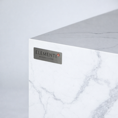 Elementi Plus Carrara 60" Marble Porcelain Fire Pit Table | 60K BTU | Bianco White | Gas or Propane