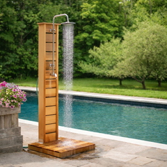 Dundalk LeisureCraft Sierra Pillar Outdoor Cedar Shower – Freestanding | Eastern White Cedar | Canadian Timber