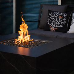Elementi Plus Sofia 39" Square Marble Porcelain Fire Pit Table | 60K BTU | Bulgaria Black