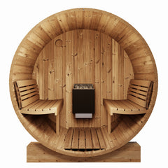 SaunaLife E7G 4-Person Barrel Sauna 6ft5 Height Glass Front