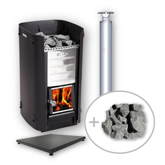 Harvia M3 BK 16.5kW Wood Burning Sauna Stove Package | Chimney Kit Included | Made in Finland
