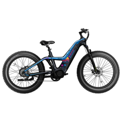 Limited-edition black and blue Heybike Hero step-over electric bike with colorful graphics.