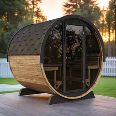 SaunaLife EE8G 6-Person Barrel Sauna Glass Front