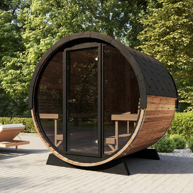 SaunaLife EE8G 6-Person Barrel Sauna Glass Front