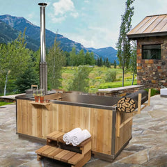 Dundalk LeisureCraft Starlight Wood-Burning Outdoor Hot Tub – 233 Gal | No Electricity | Canadian Timber
