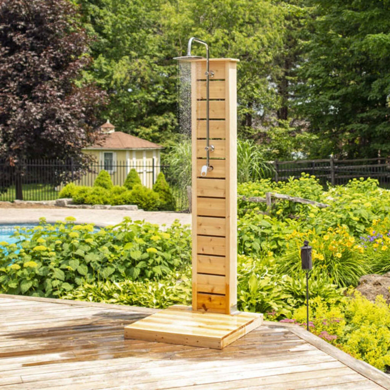 Dundalk LeisureCraft Sierra Pillar Outdoor Cedar Shower – Freestanding | Eastern White Cedar | Canadian Timber