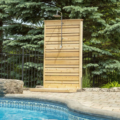 Dundalk LeisureCraft Savannah Standing Outdoor Cedar Shower – Freestanding or Wall Mount | Canadian Timber