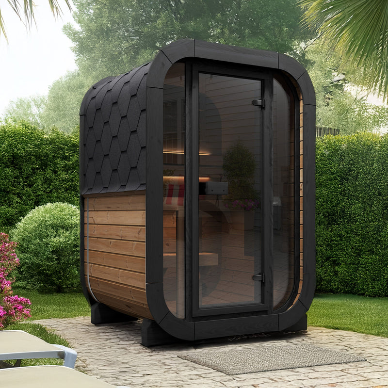 SaunaLife CL3G 2-Person Outdoor Cube Sauna Glass Front