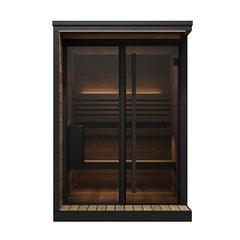 SaunaLife GL4 4-Person Outdoor Sauna Cabin Porch Glass Front