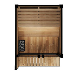 SaunaLife GL4 4-Person Outdoor Sauna Cabin Porch Glass Front