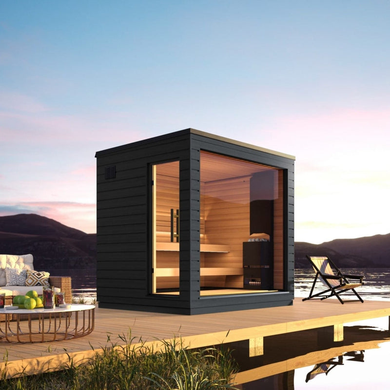 SaunaLife G6 5-Person Pre-Assembled Outdoor Sauna Glass Front