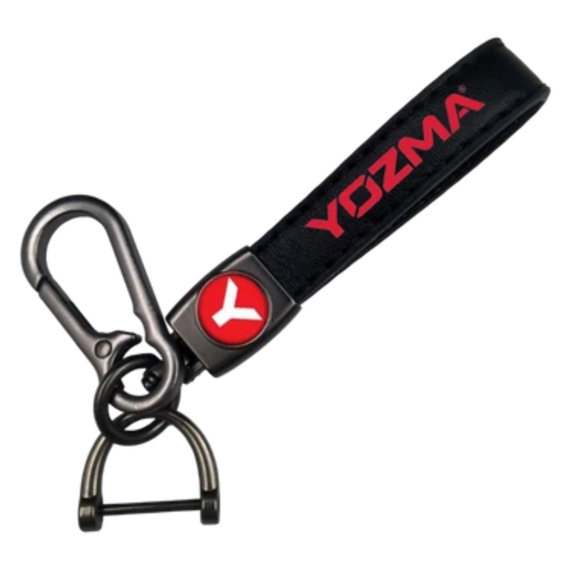 Yozma Keychain with Black Logo Strap and Metal Clip