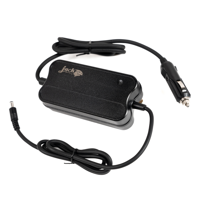 JackRabbit 12V Ultra Portable Charger connected to an ebike battery