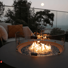Elementi Plus Colosseo 41" Round Concrete Fire Pit Table | 60K BTU | Light Grey | Gas or Propane