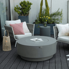 Elementi Plus Colosseo 41" Round Concrete Fire Pit Table | 60K BTU | Light Grey | Gas or Propane