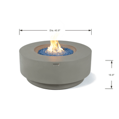 Elementi Plus Colosseo 41" Round Concrete Fire Pit Table | 60K BTU | Light Grey | Gas or Propane