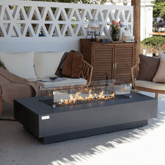 Elementi Plus Positano 60" Rectangular Concrete Fire Pit Table | 60K BTU | Gas or Propane