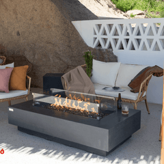 Elementi Plus Positano 60" Rectangular Concrete Fire Pit Table | 60K BTU | Gas or Propane
