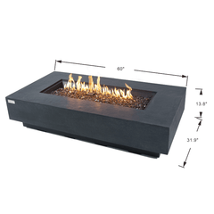 Elementi Plus Positano 60" Rectangular Concrete Fire Pit Table | 60K BTU | Gas or Propane