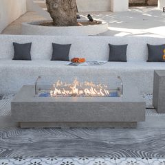 Elementi Plus Riviera 60" Rectangular Concrete Fire Pit Table | 60K BTU | Gas or Propane