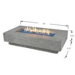 Elementi Plus Riviera 60" Rectangular Concrete Fire Pit Table | 60K BTU | Gas or Propane
