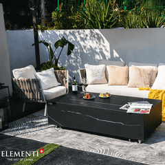 Elementi Plus Varna 60" Marble Porcelain Fire Pit Table | 60K BTU | Bulgaria Black | Gas or Propane