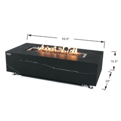 Elementi Plus Varna 60" Marble Porcelain Fire Pit Table | 60K BTU | Bulgaria Black | Gas or Propane