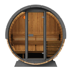 SaunaLife EE6G 4-Person Barrel Sauna 7ft3 Diameter Glass Front