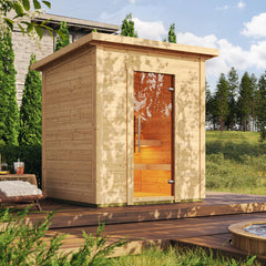 SaunaLife G2 4-Person Outdoor Sauna Cabin Nordic Spruce