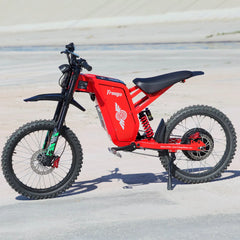 FreeGo X2 Pro All-Terrain Dirt eBike red side view on sand