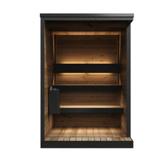SaunaLife GL4 4-Person Outdoor Sauna Cabin Porch Glass Front